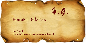 Homoki Géza névjegykártya